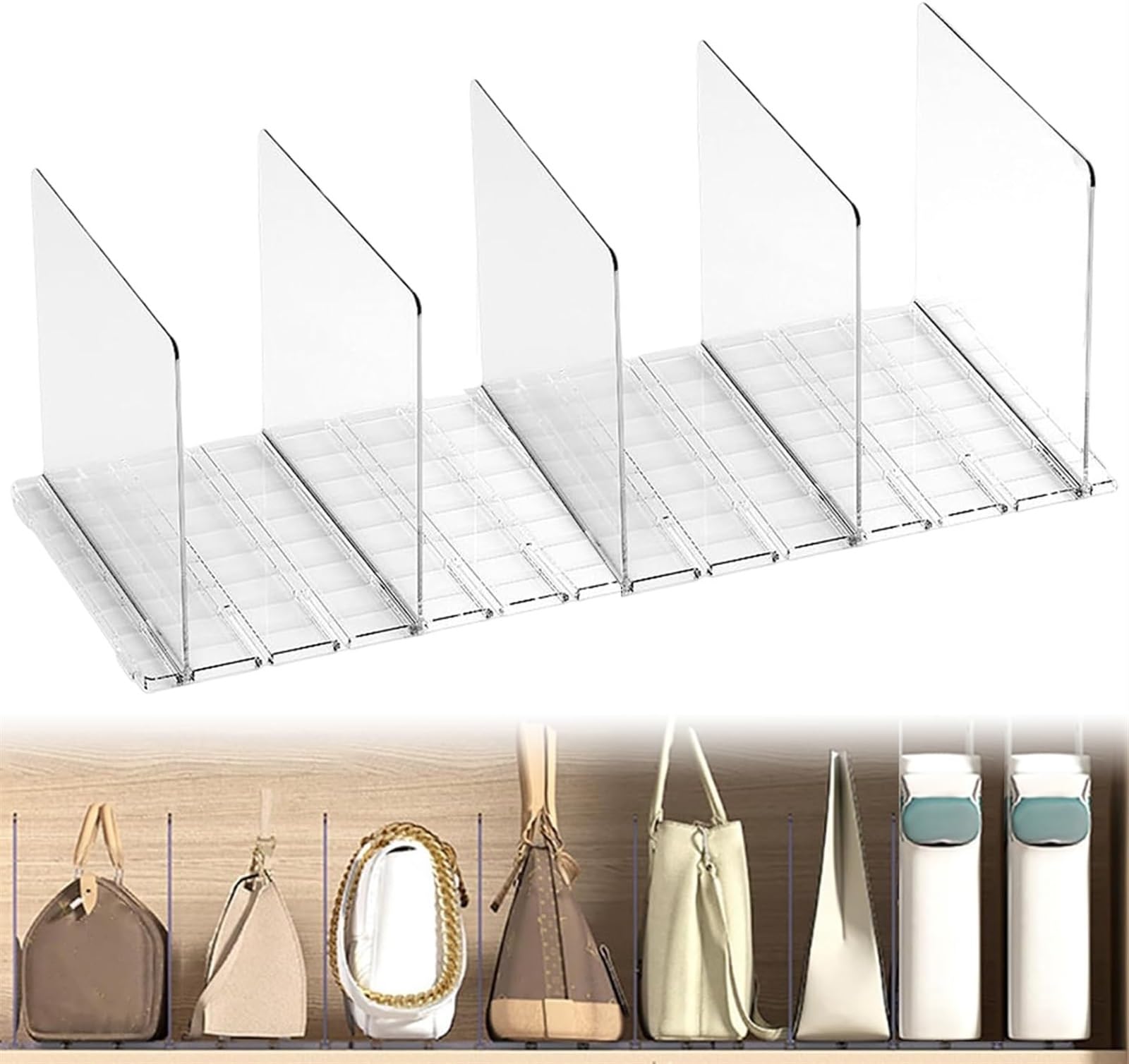 WlP 5 Separadores De Estantes For Armarios De Plástico Transparente, Separadores De Estantes Y Organizador, Bolso, Bolso, Bolso, Divisor De Ropa, Estante Transparente, Separadores