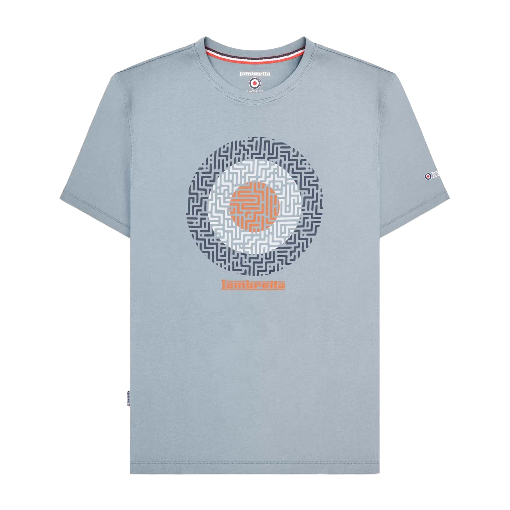 Lambretta Men's Dusky Blue Target Logo Retro T Shirts (Uk, Alpha, 4XL, Regular, Regular, )