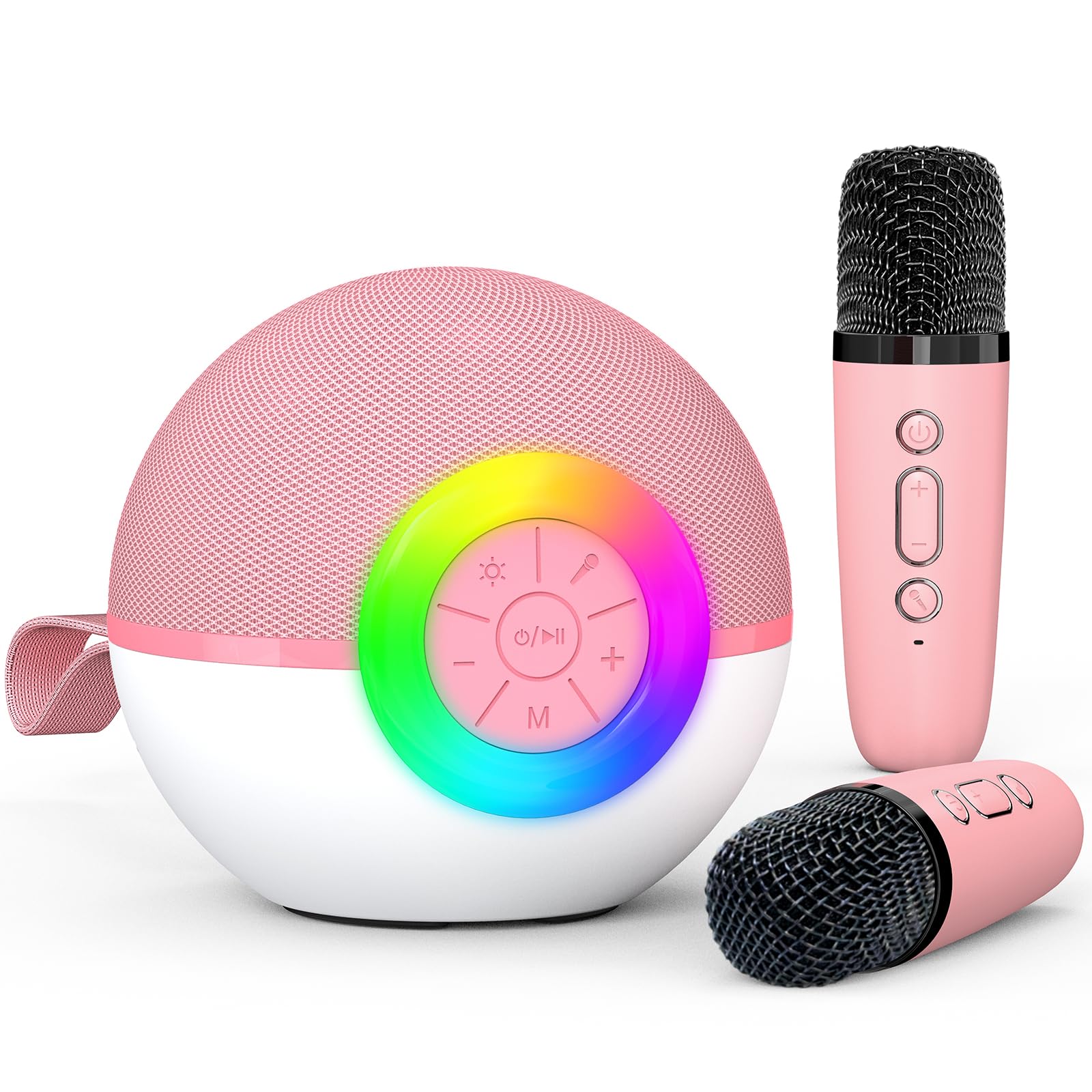 Karaoké Enfant Avec 2 Micro Sans Fil Bluetooth 5.3 Lumières Disco Effets Voix Cadeau Fille Garçon 3-12 Ans, Rose - Jeux - Jouets