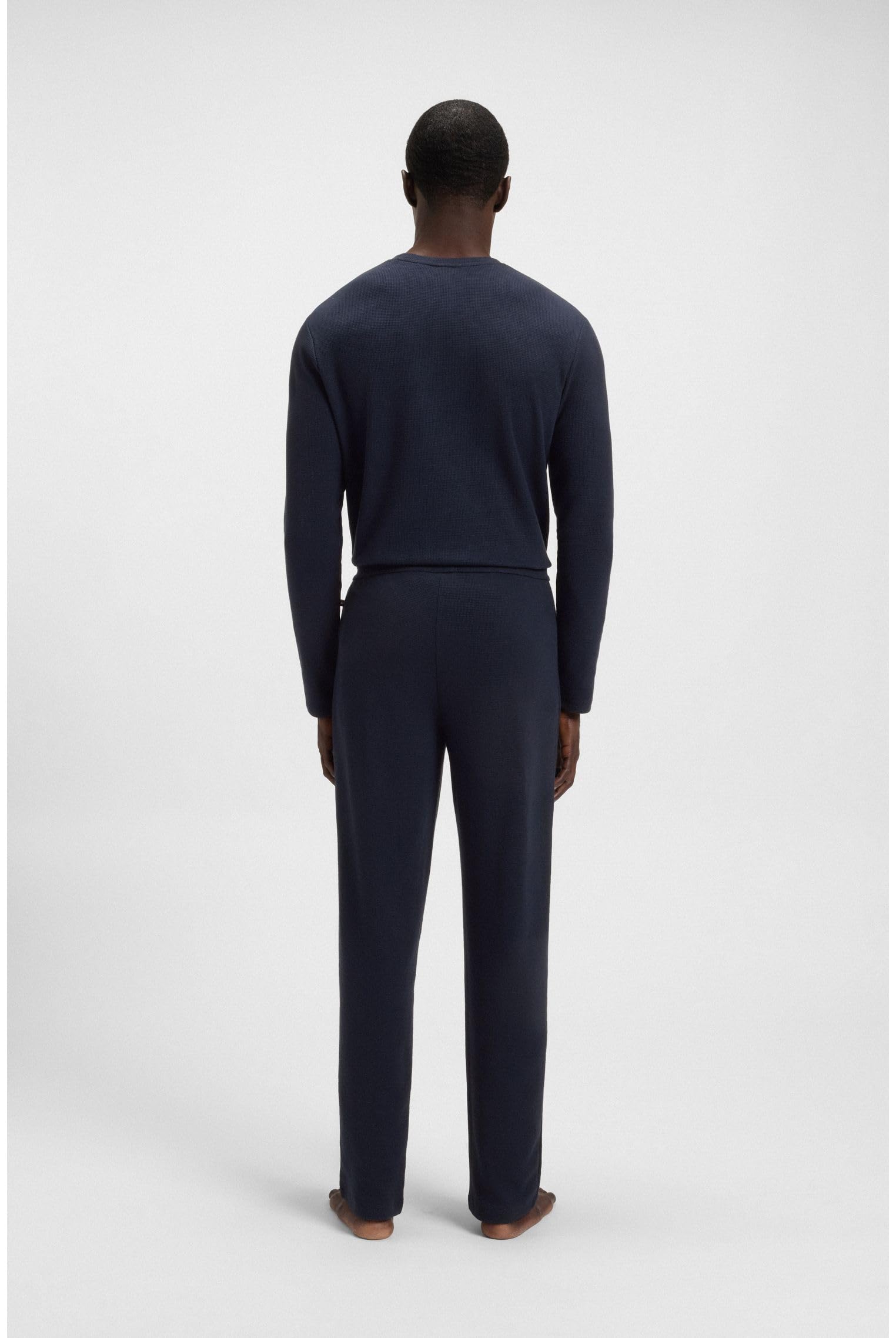 BOSS Herren Waffle Pants Pyjama-Hose aus Baumwoll-Mix mit gesticktem Logo