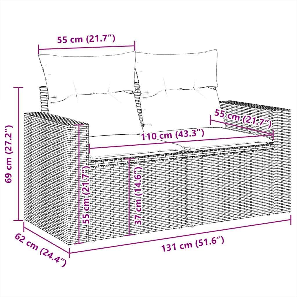 Set Divani da Giardino 7 pz con Cuscini Grigio Rattan PE in Polyrattan per Terrazza, Balcone, Patio, Veranda, Arredo Esterno, Lounge, Relax, Pranzo, Ospiti e Famiglia