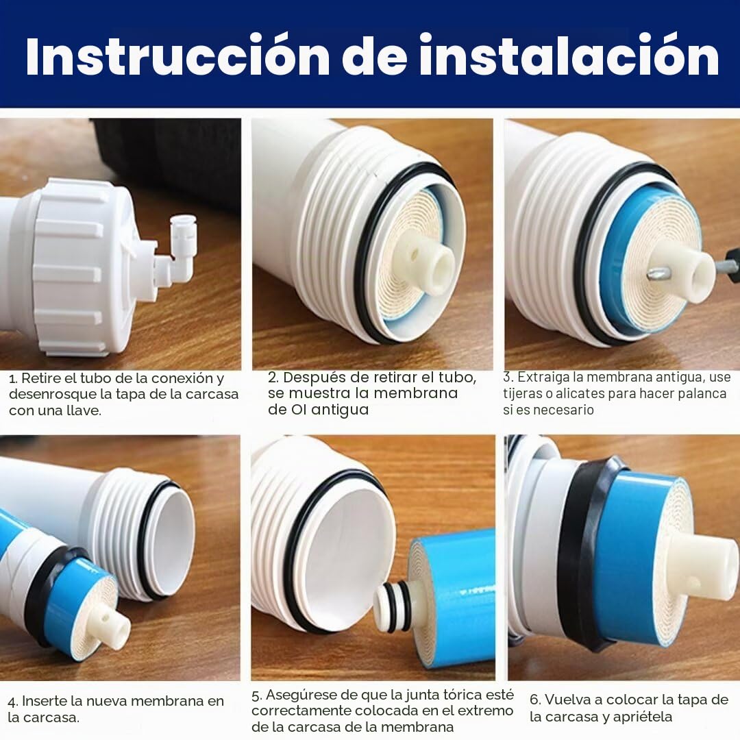 Membrana de ósmosis inversa, repuesto de filtro de agua de membrana RO 3013-600GPD, filtro de repuesto universal compatible para purificador de agua doméstico, sistema de ósmosis inversa, filtros de