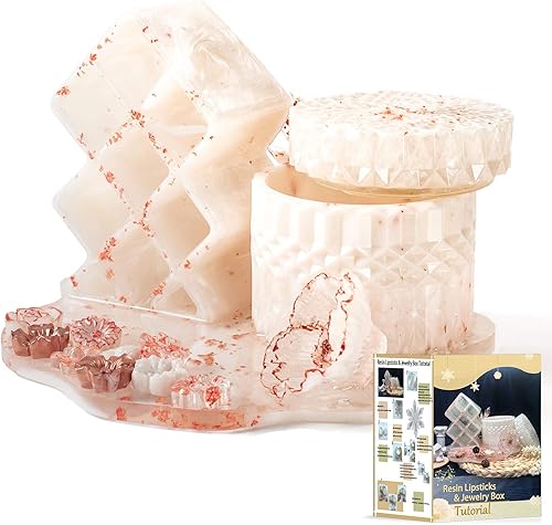 Miniatura 1 de Moldes de resina epoxi, paquete de 9 con tutorial, bandeja organizadora de maquillaje para joyas, caja de almacenamiento de lápiz labial