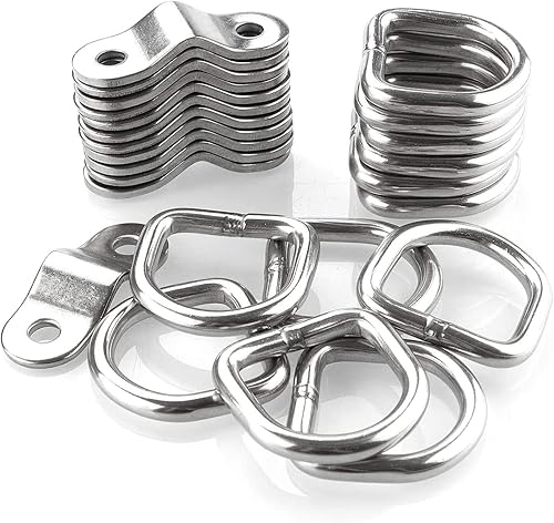 Miniatura 6 de D-Ring Tie Downs Anchor1/4” Heavy Duty Surface Floor Mount Lashing Rings 2400 lbs Cargo Trailers Load-Bearing Hangers Bracket (Pack of 12)