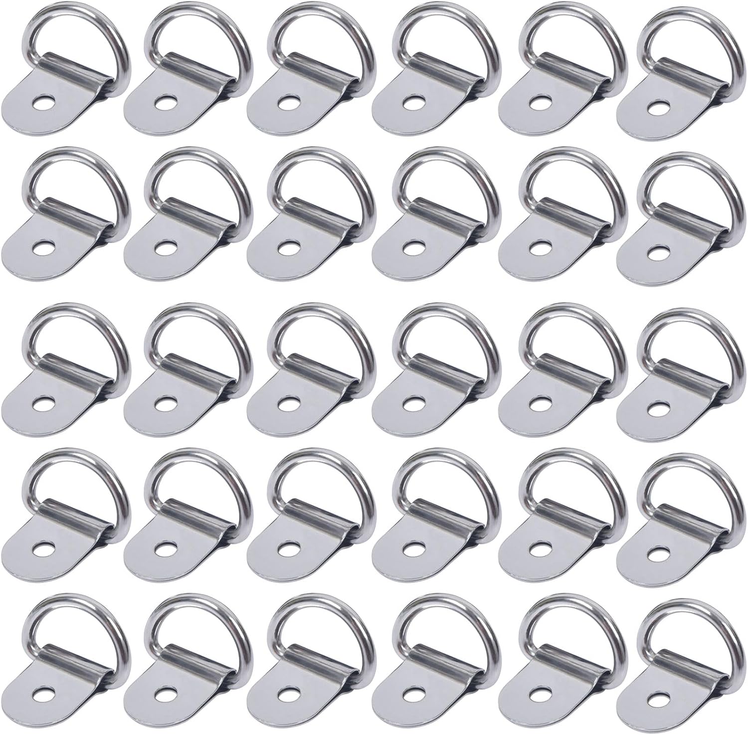 30 Pack Small D-Ring Tie Downs, Small Tie Down Anchor, Stainless Steel D Rings Anchor Lashing for Loads on Case Truck Cargo Trailers RV Boats (Silver (Stainless Steel))