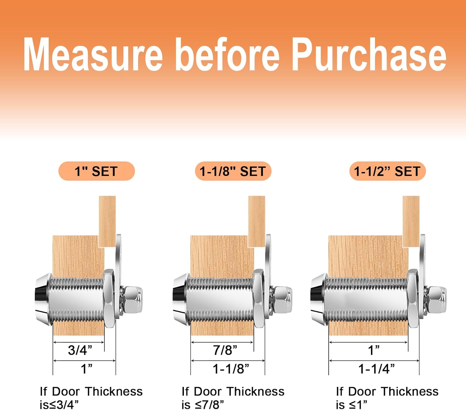 Cam Lock RV 1-1/2" Locks for Storage Door RV Compartment Keyed Alike,Trailer Replacement Set with Keys, Chrome Finish (8, 1-1/2 Inch)