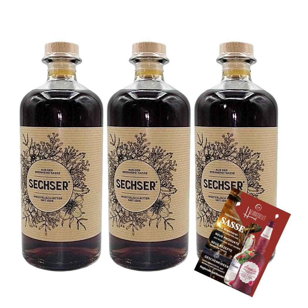 Sasse Sechser 700 ml 35% Vol. 3er Pack inkl. Drink Menue Rezept Broschüre