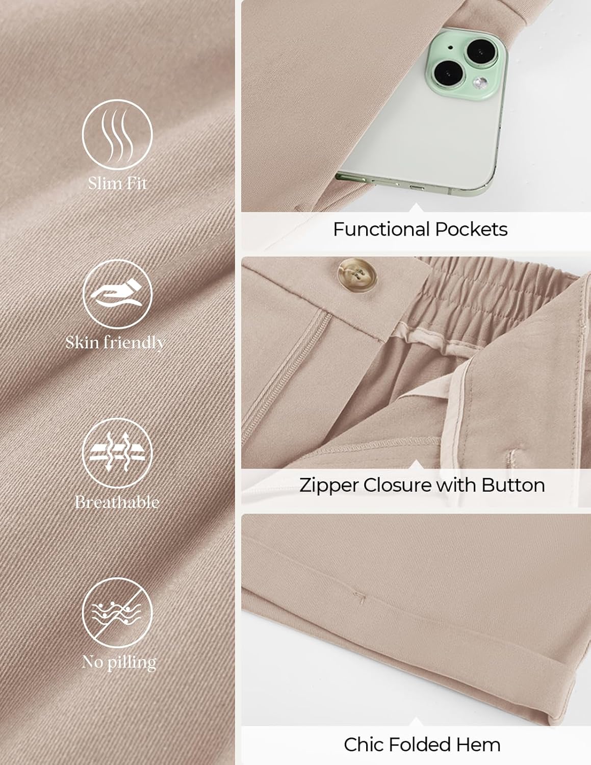 Belle Poque Women Dressy Shorts High Waisted Wide Leg Shorts with Pockets - Image 5