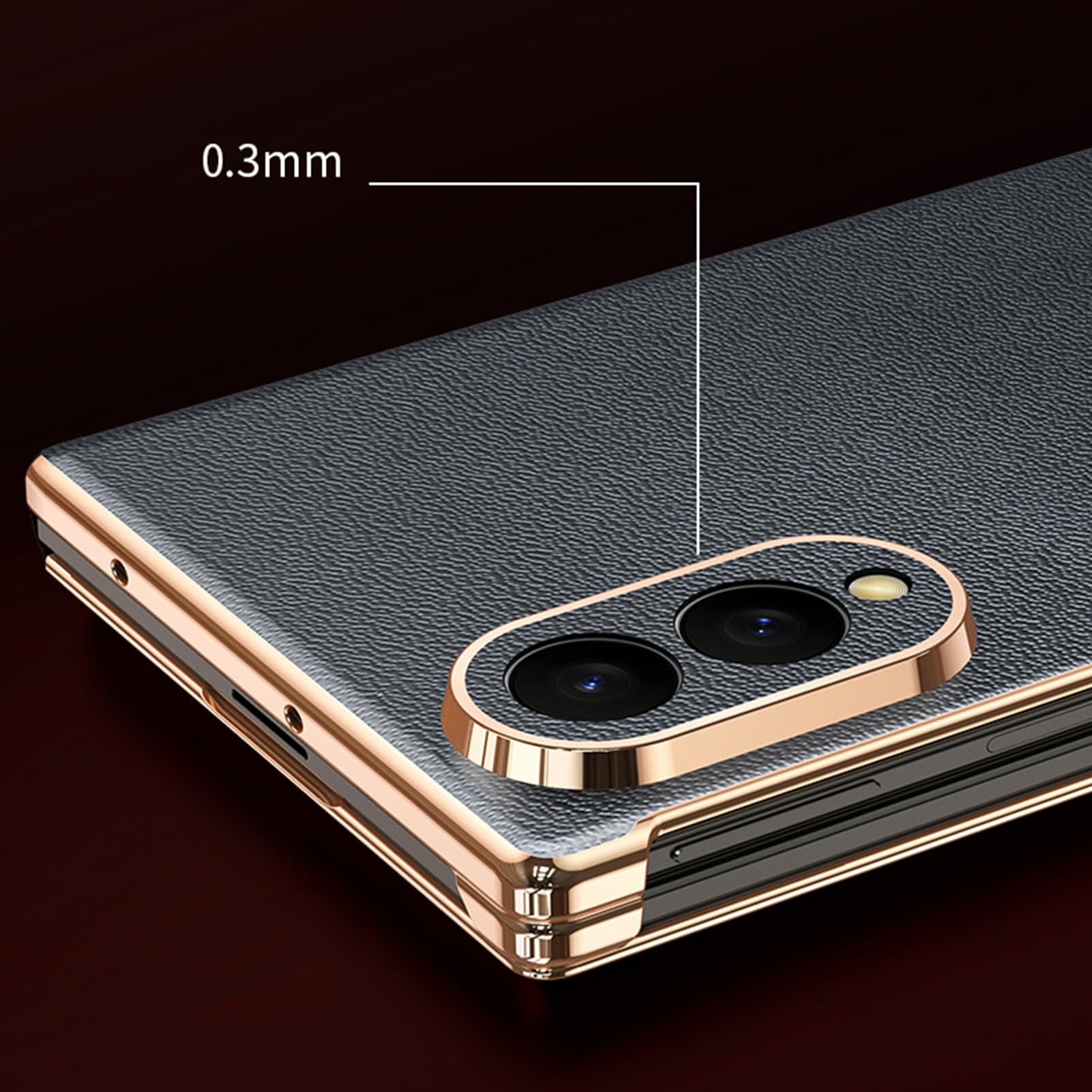 Per Samsung Galaxy Z Fold 8 Custodia Flip Vera Pelle, Bordo Oro