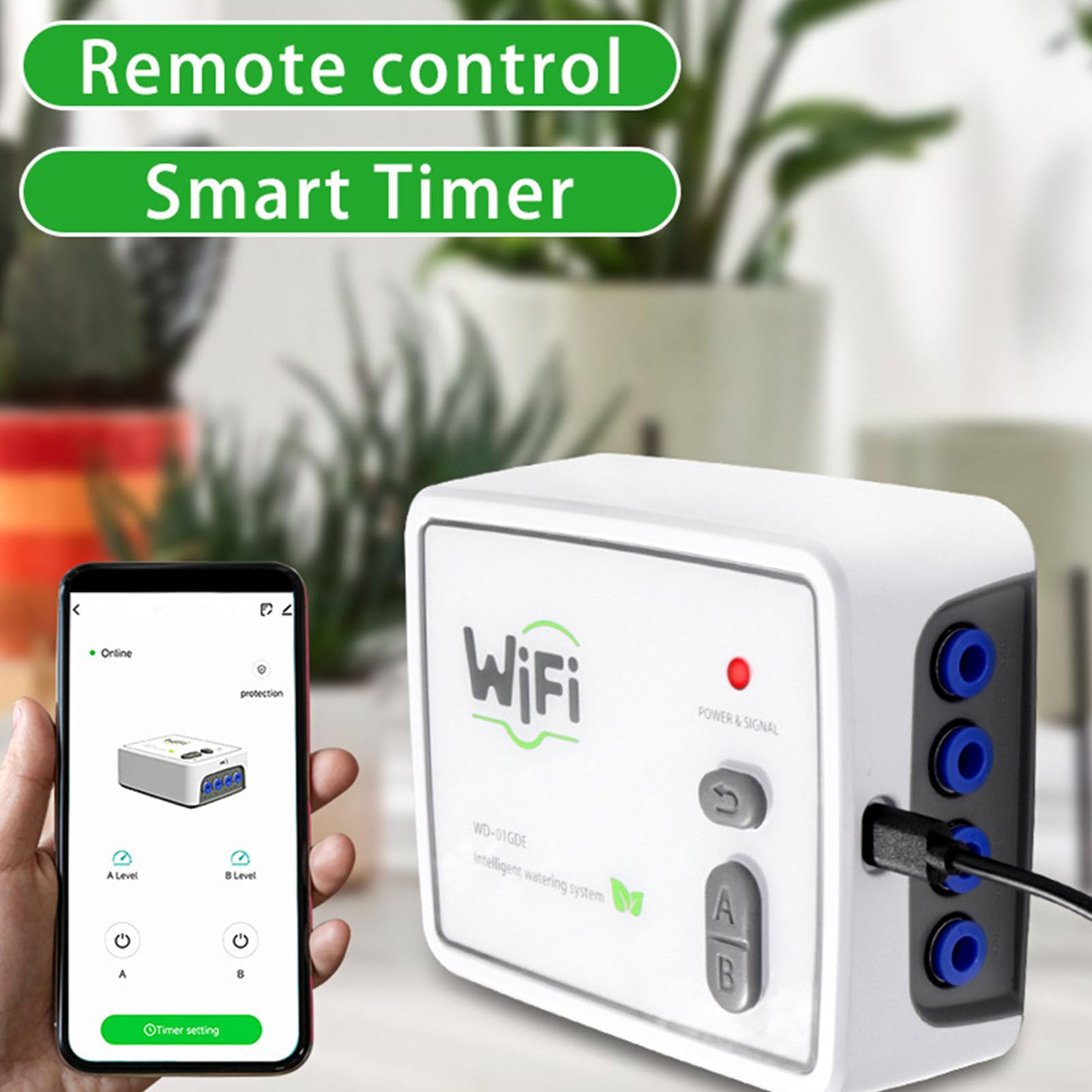 Kit di Irrigazione a Goccia Automatica WiFi, di Irrigazione a Goccia con Controllo APP a Doppia Pompa con Gocciolatori Regolabili con Timer, Tubo da 15 M per 20 Piante in (Spina europea)