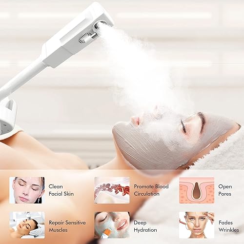 Miniatura 6 de Vaporizador facial profesional con lámpara de aumento - Vaporizador facial 2 en 1 KINGSTEAM con vapor fuerte y lámpara de aumento 3X para salón de