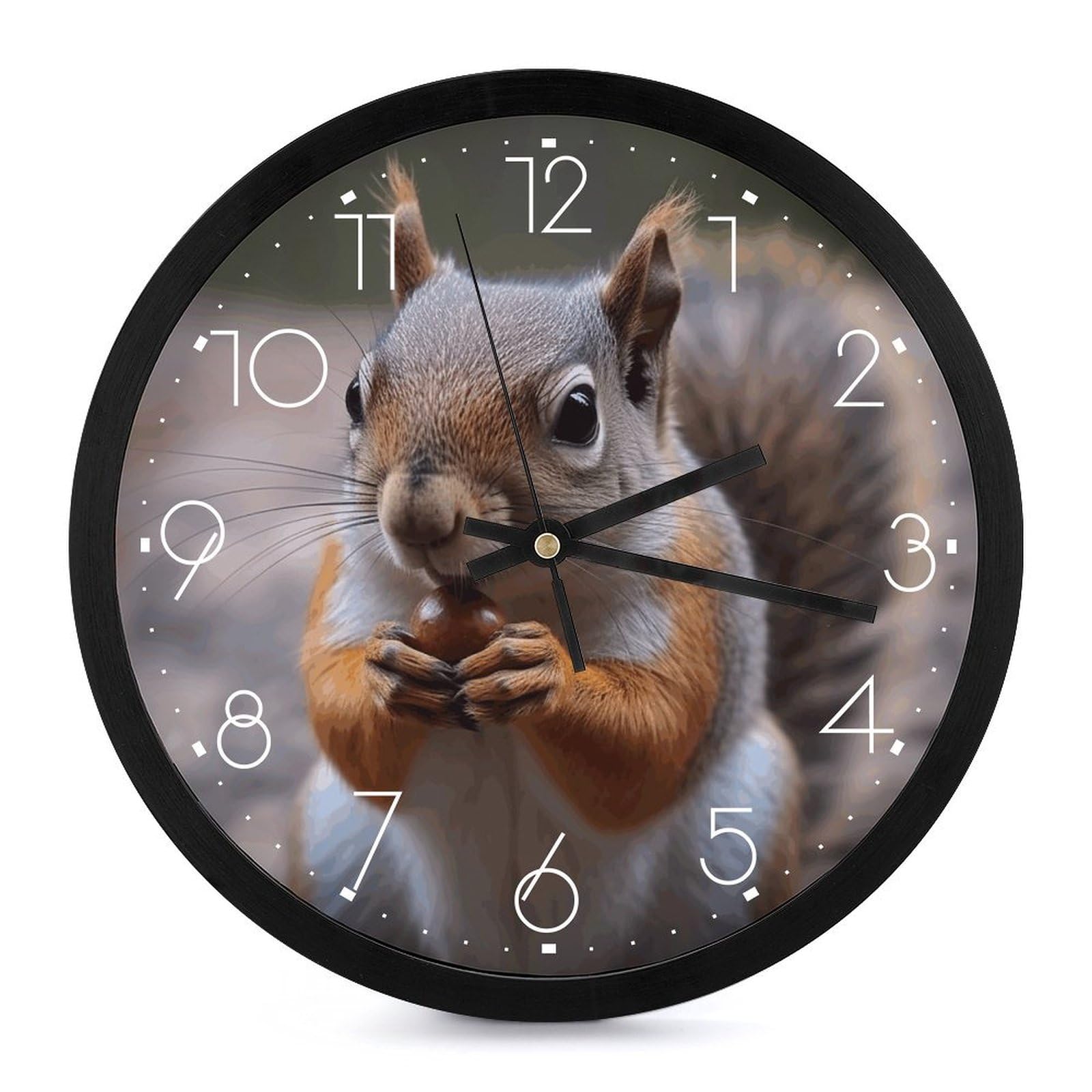 NHYDSPQ Fashionable Round Wall Clock,Cute Squirrel Printed Wall Clock,Modern Wall Clock Living Room Bedroom Kitchen Office Decoration