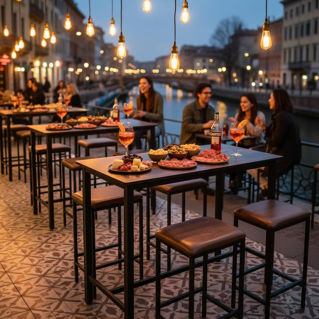 Ensemble table de bar marron avec 4 tabourets de bar et table à manger - Table de cuisine avec chaises - 120 x 60 x 90,5 cm