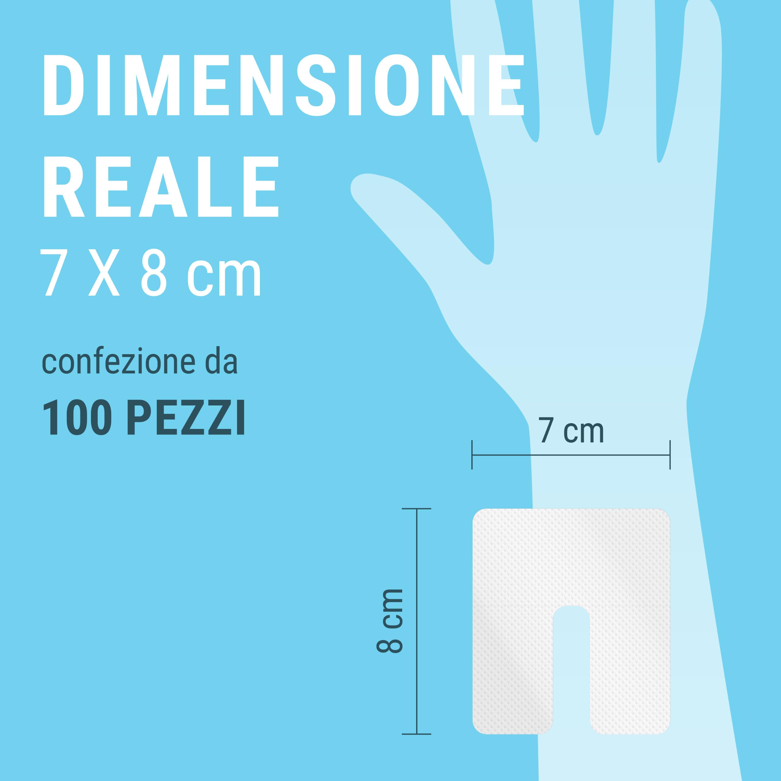 TOUCHMED Medicazione Adesiva in TNT Sterile di Fissaggio Cannula e Catetere con Taglio a U - IV Dressing - 7x8 cm - Monouso - Confezione da 100 Pezzi