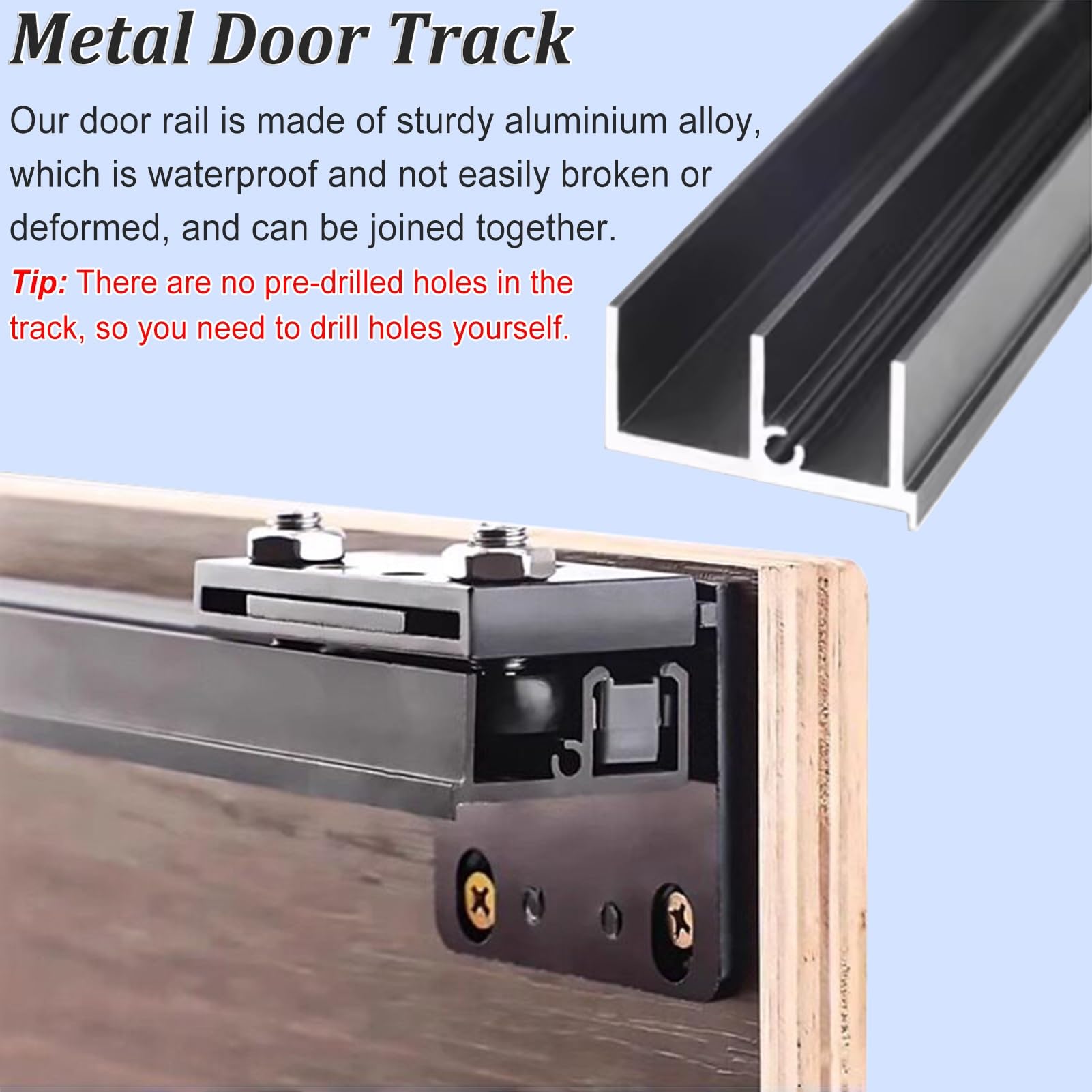 Moderno sistema de herrajes para puerta corrediza de granero, diseño flotante sin rieles, riel de metal, para interiores y exteriores, kit de rieles para una fácil instalación y decoración elegante