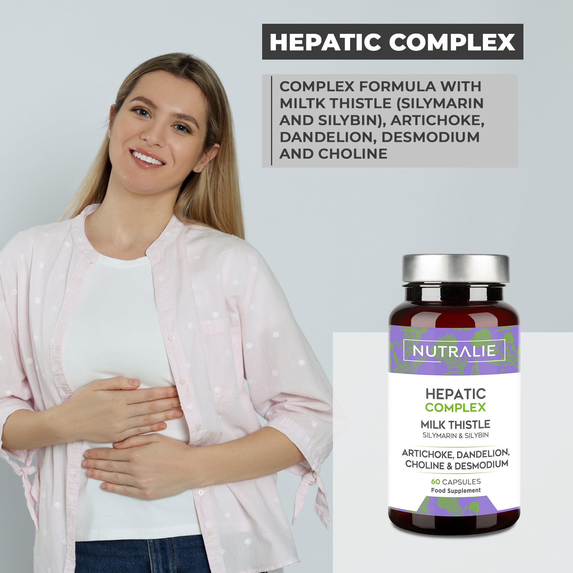 Mariendistel Leber Komplex - 2092mg - Artischocke Cholin Löwenzahn Desmodium - Milk Thistle (80% Silymarin) - 60 Kapseln Vegan Nutralie (Packung mit 2)
