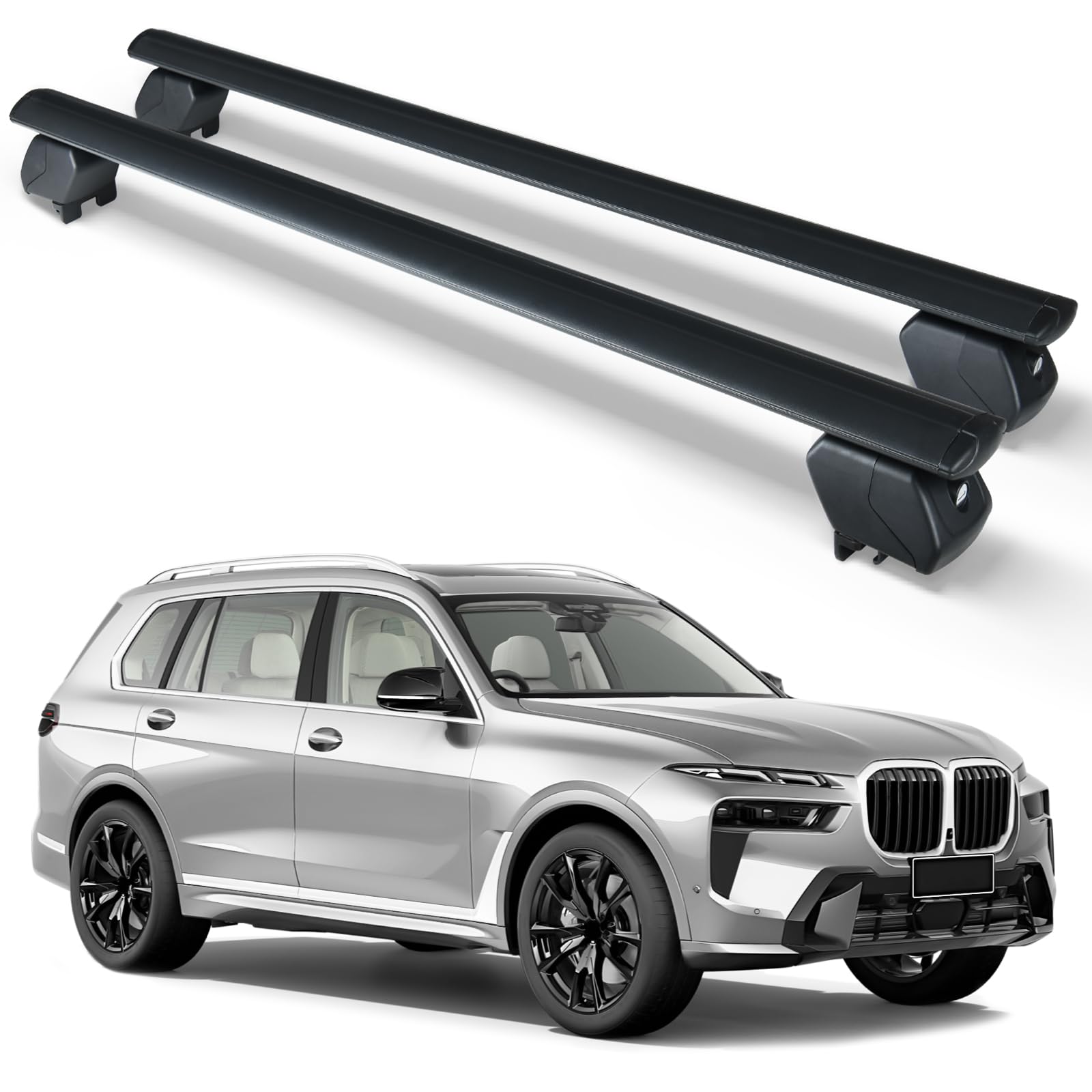 OBNAUX Roof Rack Cross Bars Compatible with 2019-2025 BMW X7 with Side Rails, Heavy Duty 300 LBS Lockable & Adjustable Cargo Rack Crossbars Rooftop