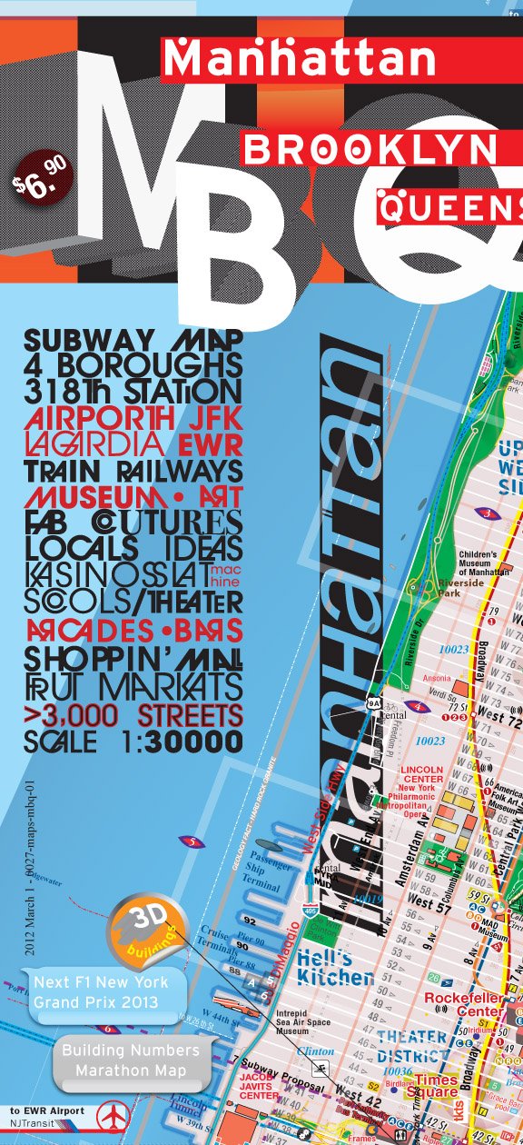 TerraMaps Manhattan Brooklyn Queens Street Maps - Subway - Glossy paper