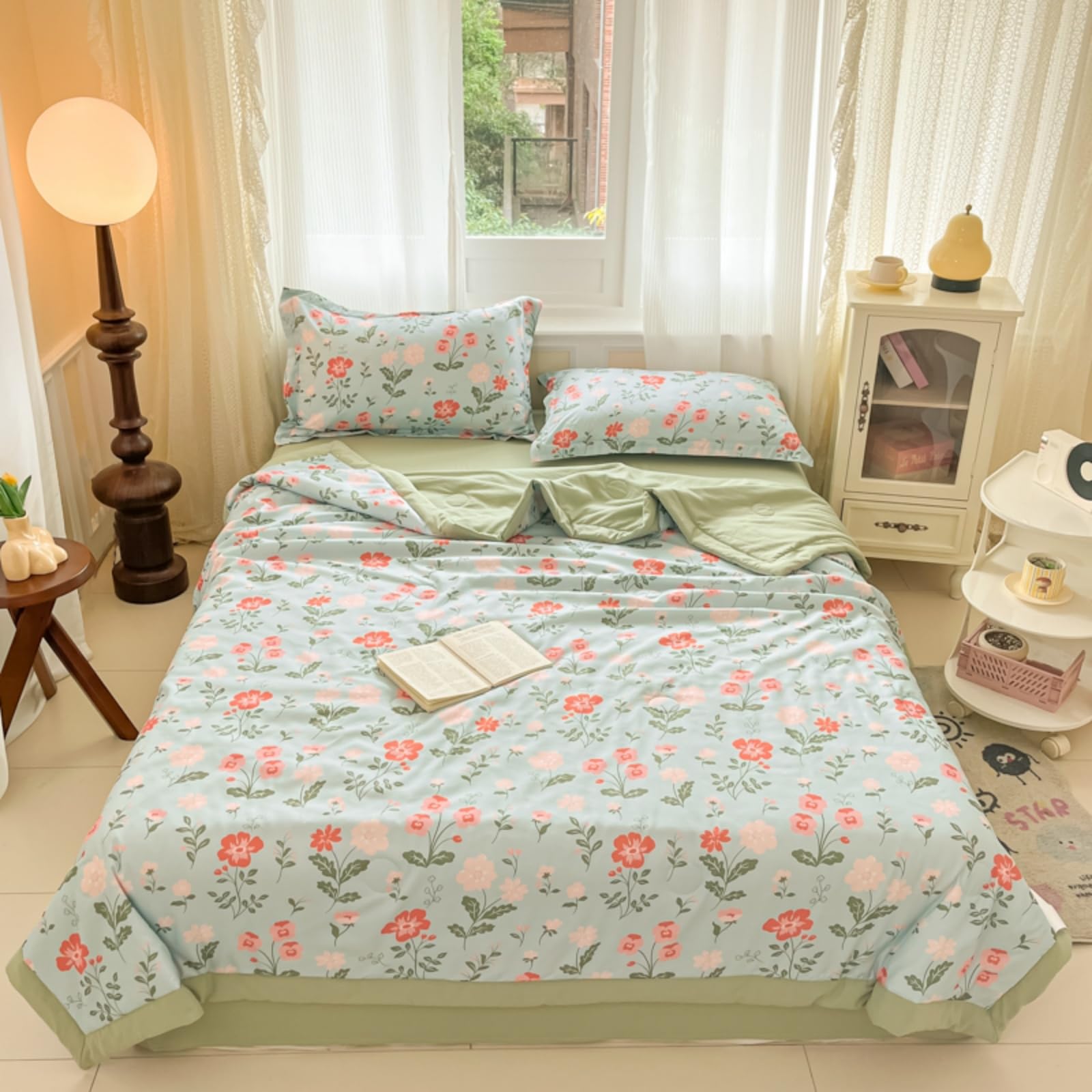 Odot Edredón Sin Funda 2.5 TOG Single A King (Plantas,200x230cm) | Relleno Nórdico Verano Edredón Ligero y Transpirable Lavable a Máquina y Secado Rápido para las Noches Cálidas de Verano