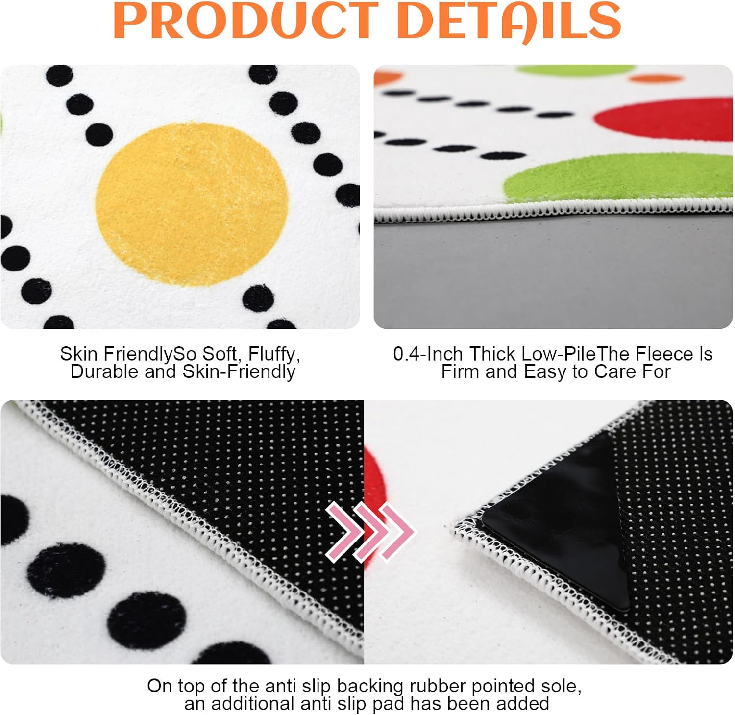 Breling Classroom Rugs Elementary, Polka Dot Classroom Rug 6 x 9 ft image 4