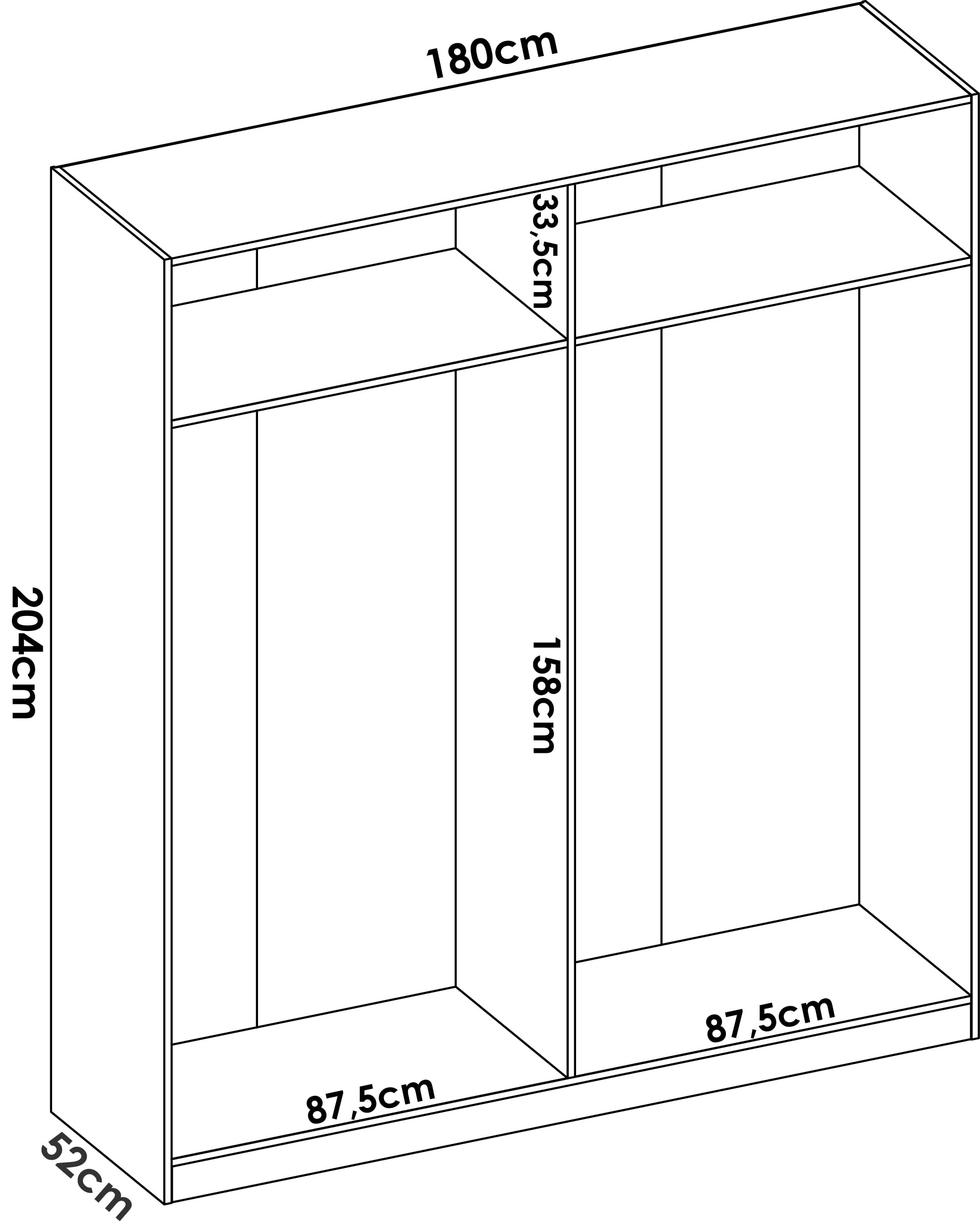 DEKIT GRUPO RIMOBEL Essen Armario 4 Puertas batientes con dos barras de colgar - Blanco Brillo - 180x204x52 cm