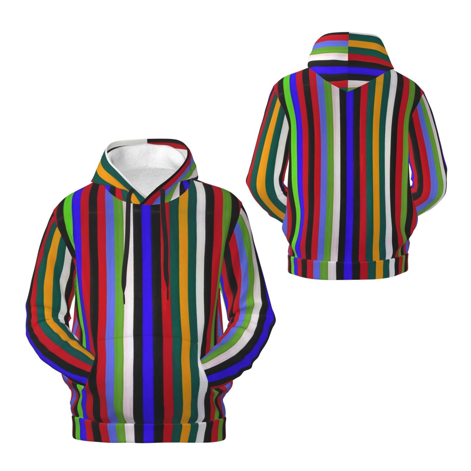 Męska bluza z kapturem w kolorowe paski, swobodny nadruk graficzny sweter z kapturem koszule z kieszenią