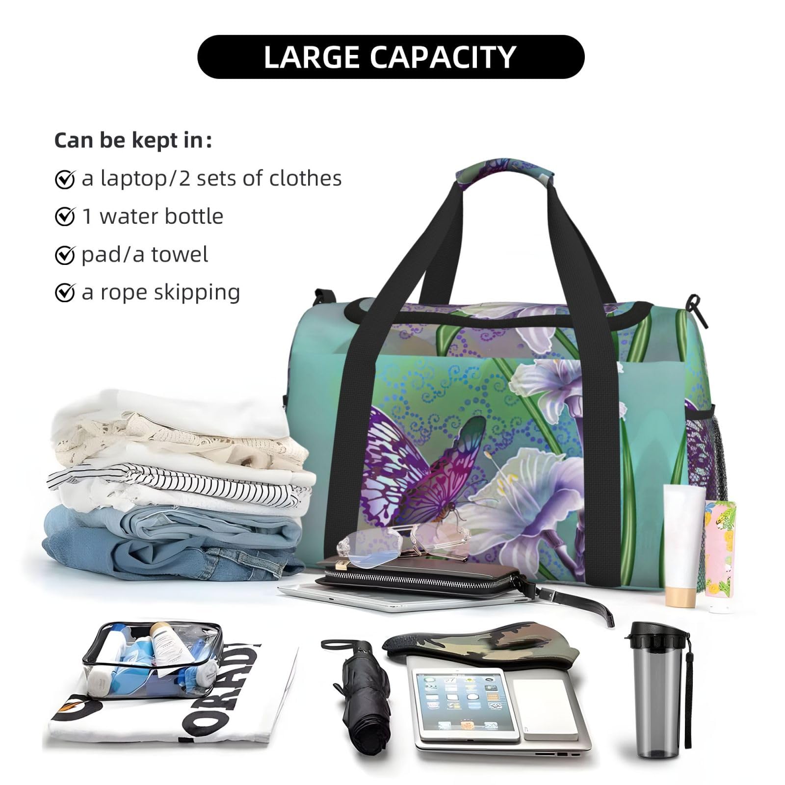 Lilie i motyl torba na ramię kobiety mężczyźni podróżna torba crossbody torebka torba na ramię torebki robocze codzienna torba hobo