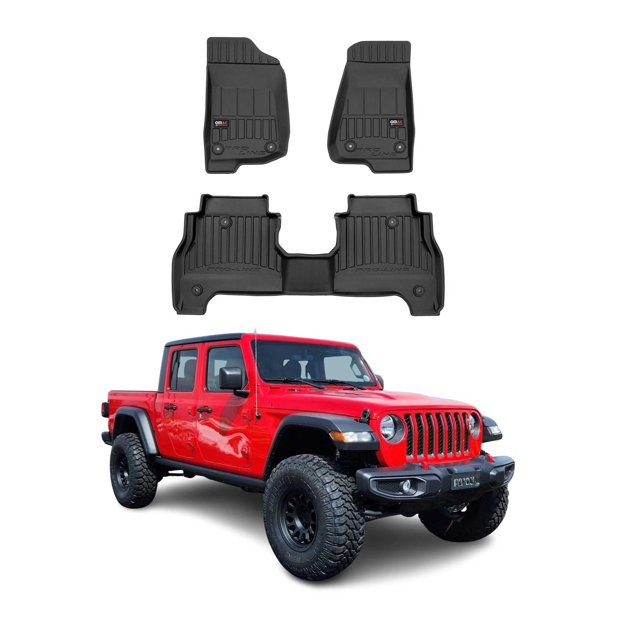 Dywaniki Dywaniki Gumowe Pasujące do Jeep Gladiator 2021-2023 OMAC Premium 3D Czarny TPE Guma