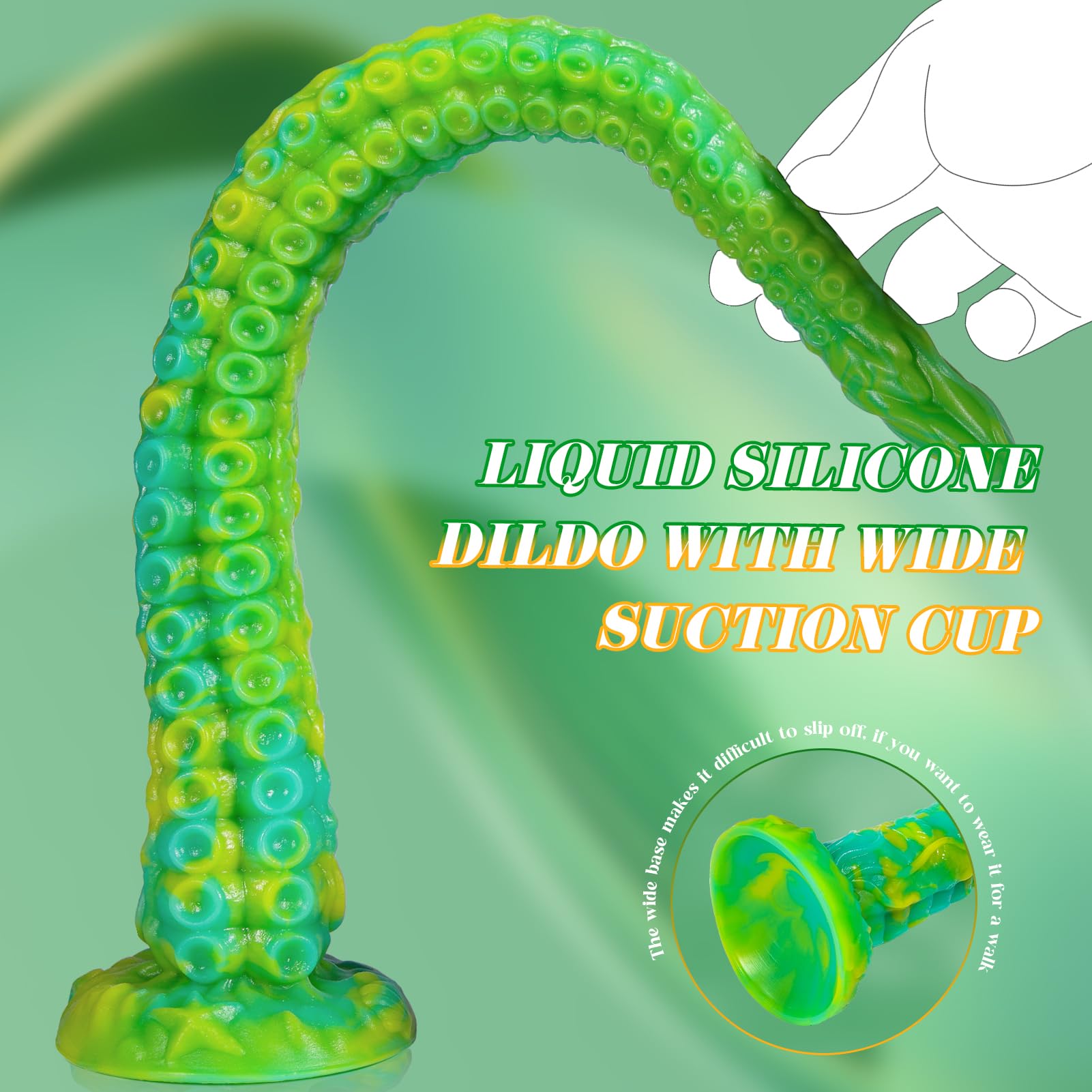 Long Tentacle Dildo Anal Toys: 18" Luminous Monster Dragon Dildo with Suction Cup, Liquid Silicone Long Butt Plug Anal Dildo for Anal Training, Fantasy Anal Stretcher for Advancer: Medium--18 IN