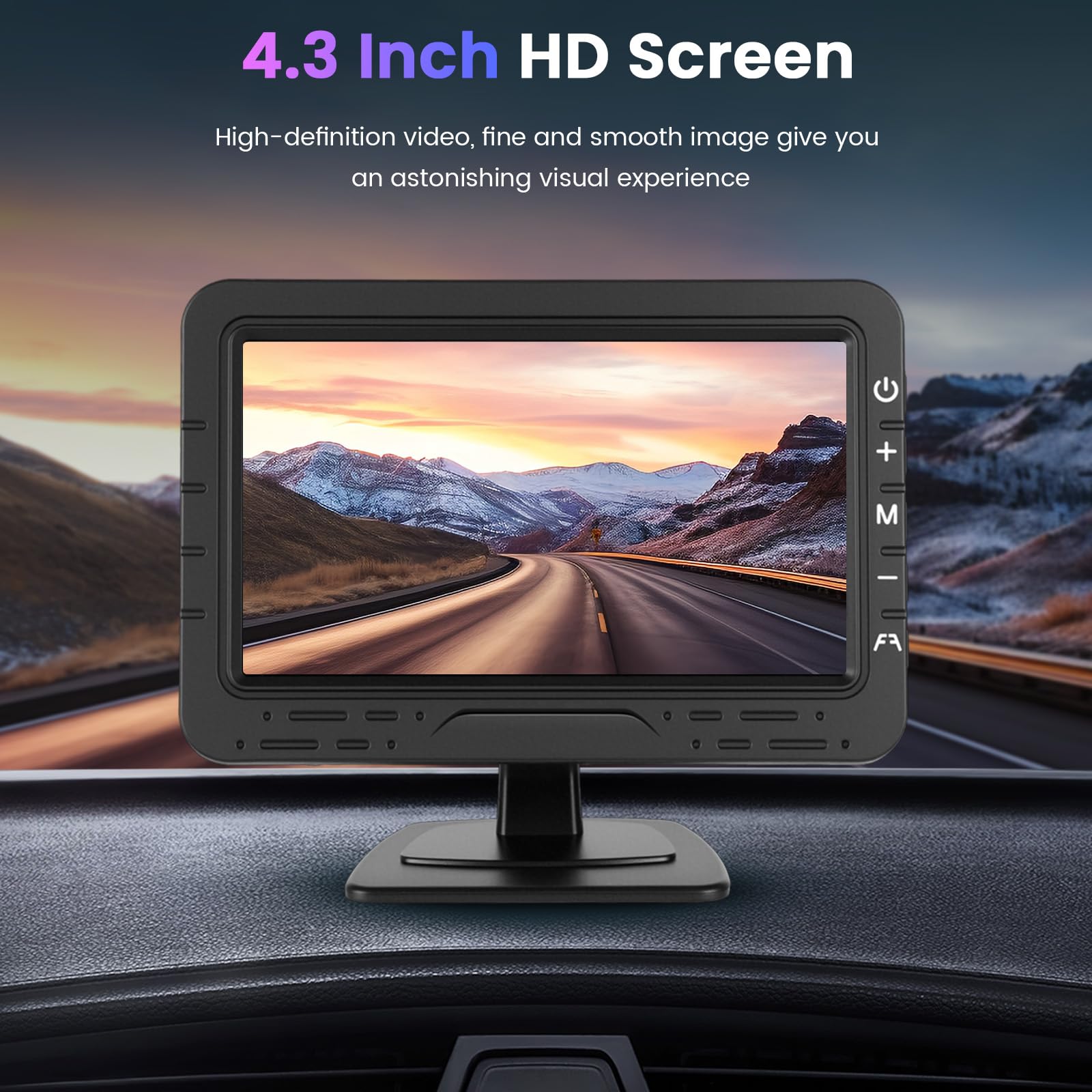 Inefala Cámara de Marcha Atrás y Kit de Monitorización con Pantalla 4,3'' Cámara de Visión Trasera IP68 Resistente al Agua visión Nocturna Sistema de Asistencia de Estacionamiento para Coche 12-24V