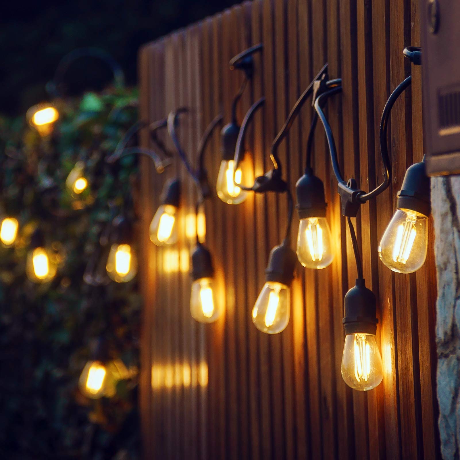 Upgrade IP65 wasserdichte Outdoor String Light Birnen, 2W LED S14 Ersatz bruchsichere Kunststoff-Edison-Lampen, 130 V E26 Mittelsohle, 2200 K Warmweiß, 11 Watt Äquivalent, Transparent, 15