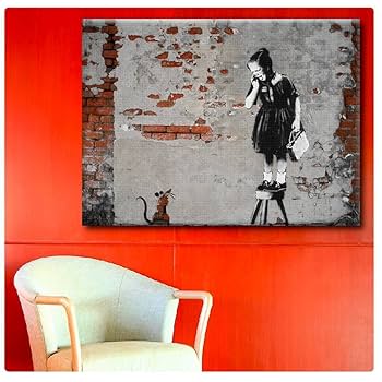 油絵　ネズミ 動物の絵画 キャンバスに描かれたオリジナルの油絵 ネズミの絵