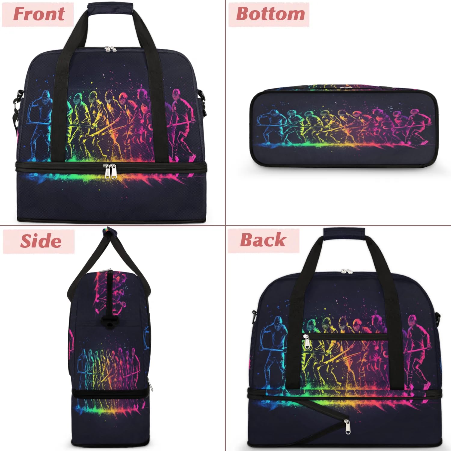 Sac de sport de hockey pour homme et femme, sac de week-end, sac fourre-tout pliable et séparé, 47 l, couleur, 47 L, Organiseur de sac