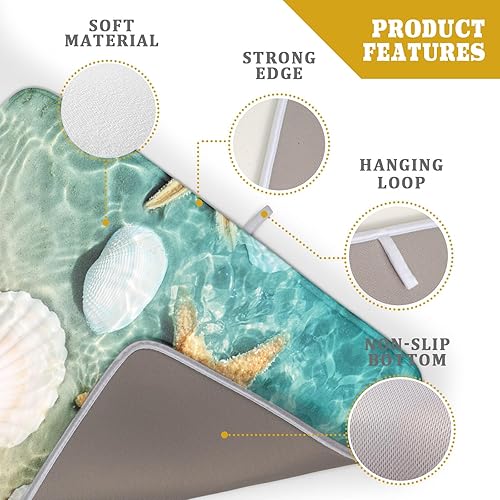 Vista 242 de Daisy On Old - Tapete de secado de platos de madera para encimera de cocina, tapete de secado de madera turquesa de 18 x 24 pulgadas con tapete