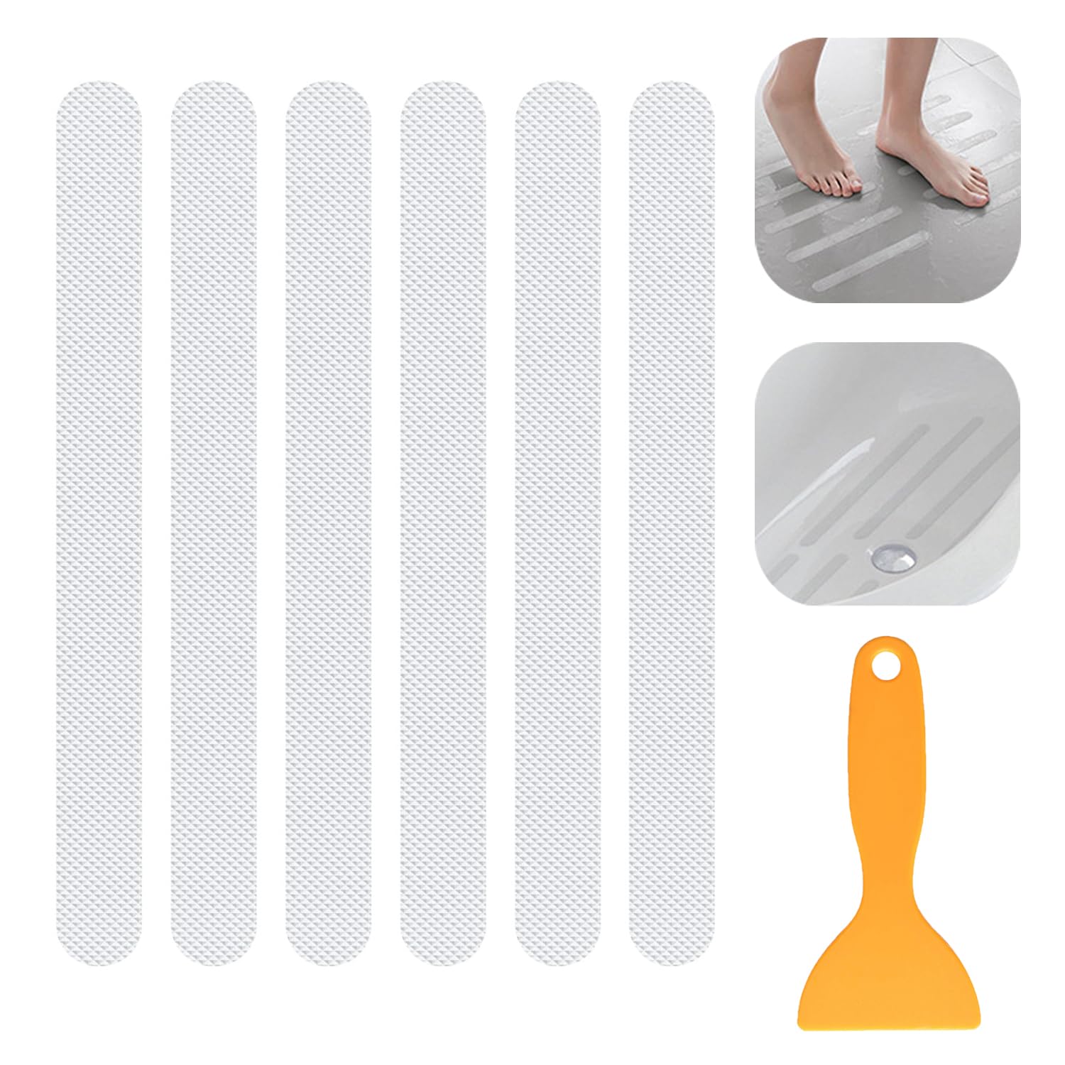 Jootuepo Transparent Non-Slip Strip Stickers For Bath And Shower, 36 Pcs Non Slip Stickers, Anti-Slip Strip With Scraper, Self-Adhesive Non-Slip Strips Stickers For Bath Tub, Stairs, Shower Room, Slippery Surfaces