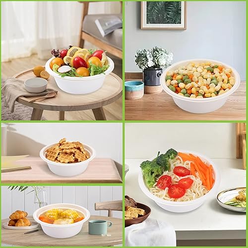 Miniatura 6 de 150 cuencos de caña de azúcar ecológicos – Cuencos de papel desechables resistentes de 12 onzas – 100% compostables y biodegradables para alimentos