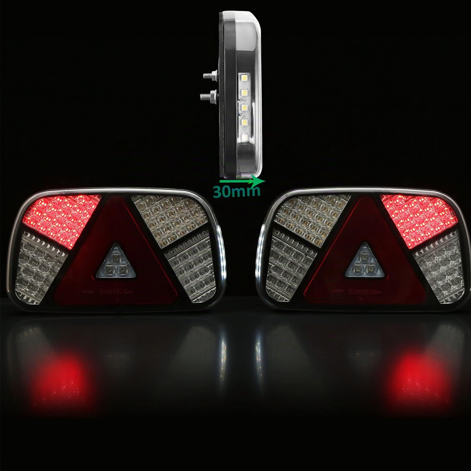 Pilotos Led Remolque 12V 24V, 7Funciones Luces Remolque Traseras con Cable 4m Precableada Enchufe 13pines con Conexión De Bayoneta de 2x6pines, Juego Luces Traseras Remolque Homologados