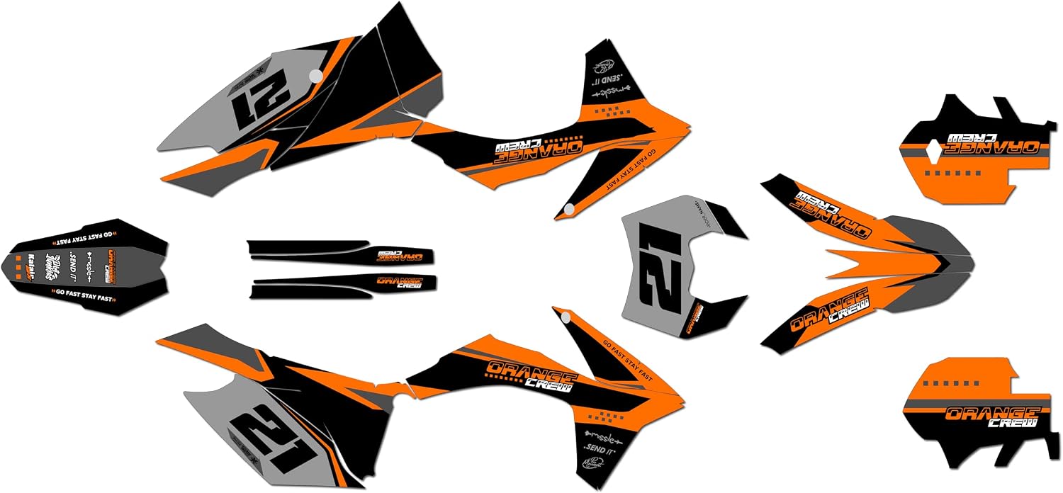 Graphics Kit for KTM 200XC-W, 250XC-W, 300XC-W, and 450XC-W (2013) Orange-Crew Series Orange 16 Mil - Dirt pit bike motorcycle stickers, dirtbike racing decal no-plastics