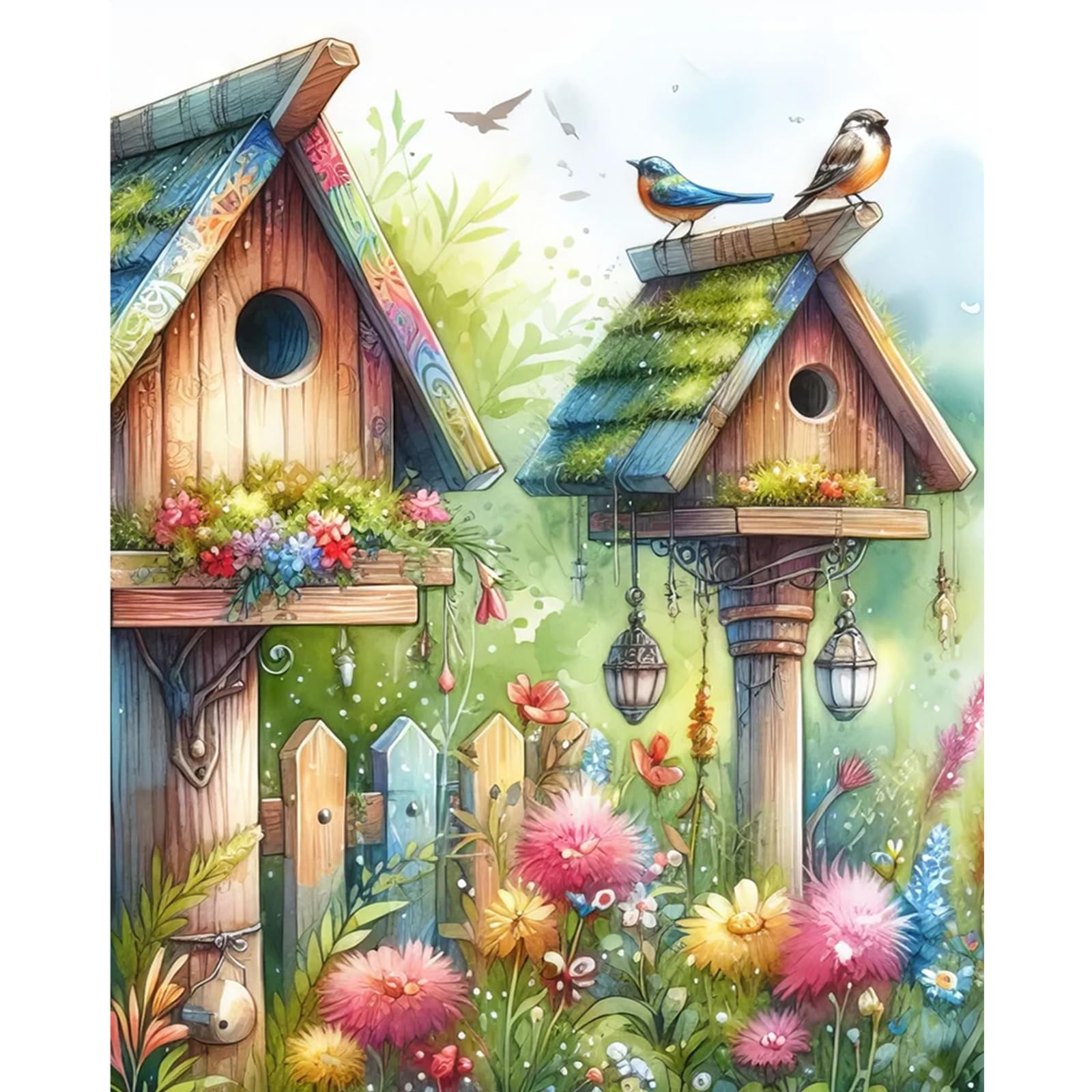 Poetrydraw Flower And Bird Nest Full Diy 5D Round Drill Diamond Art Painting Kit, Home Wall Decor, 15.75X19.69in, Gift For Adults & Beginners