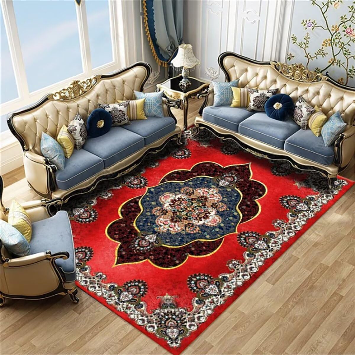 Tapis d'éveil bébé fille pour grand salon rétro chaleureux et chic