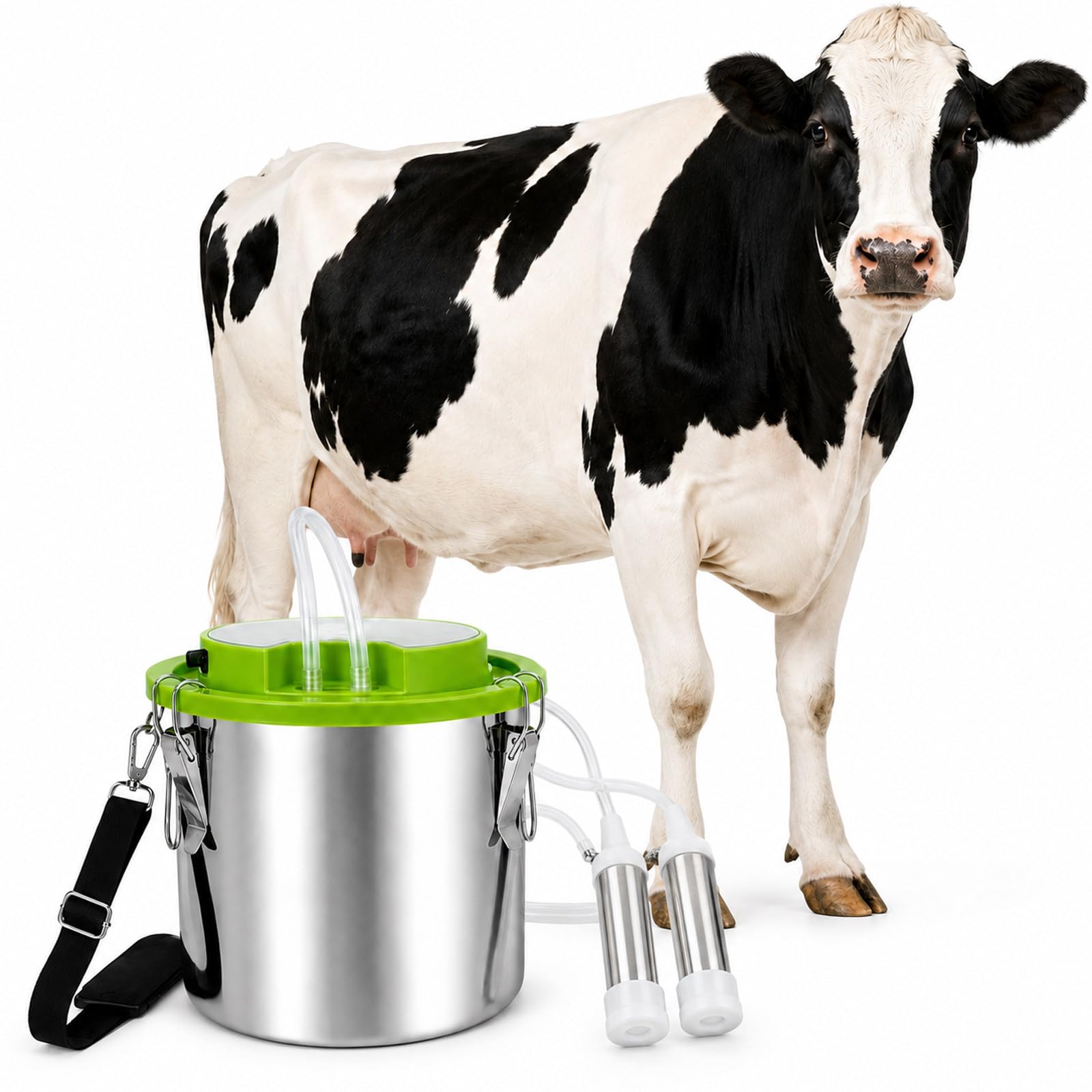 moupeaktain Electric Cow Milking Machine, 12L Portable Goat Milker Machine for Cows Goats and Sheep, Rechargeable Milking Machine with 43-46 Times/Min Pulsation and Easy-Clean Bucket Cow