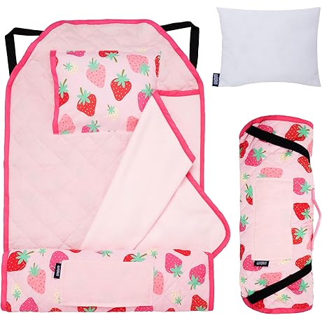 Wildkin Nap Mat with Reusable Pillow - Perfect for Girls' Elementary Sleepovers