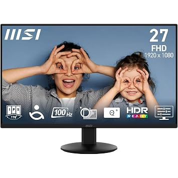 MSI PRO MP272L 27-Inch FHD Office Monitor - 1920 x 1080 IPS Panel, 4-Sided Frameless, 100 Hz Refresh Rate, Eye-Friendly Screen, Tilt-Adjustable - HDMI 1.4b, DP 1.2a