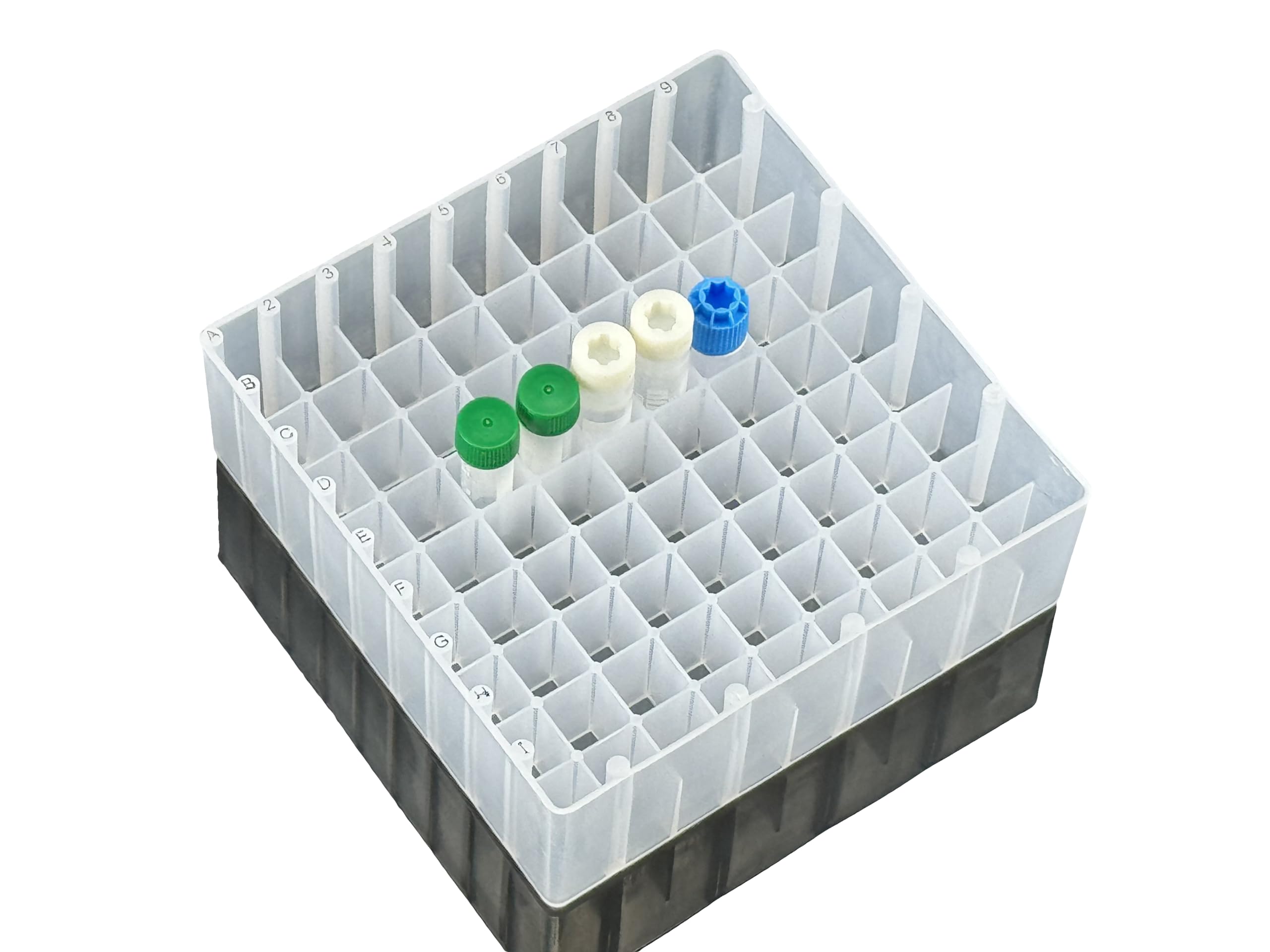LUERFLEX 81 Well Cryobox Micro Centrifuge Tube Cryogenic Storage Box with Transparent Lids Pack of 5
