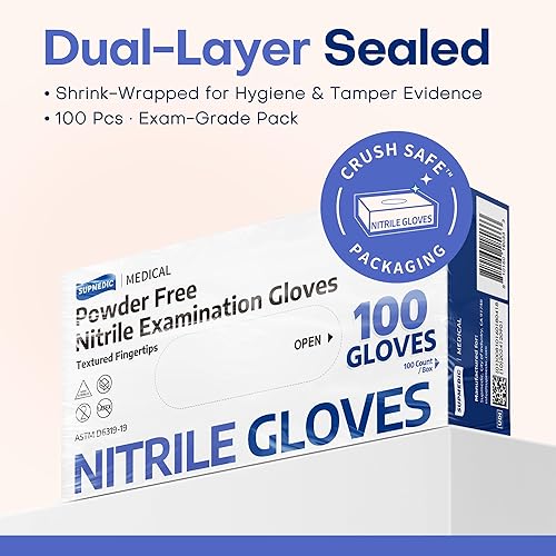 Miniatura 5 de Medical Soft Max Nitrile Exam Gloves, 100 Pcs Powder-Free Latex-Free Food Safe Clean Disposable Glove, Blue Iris