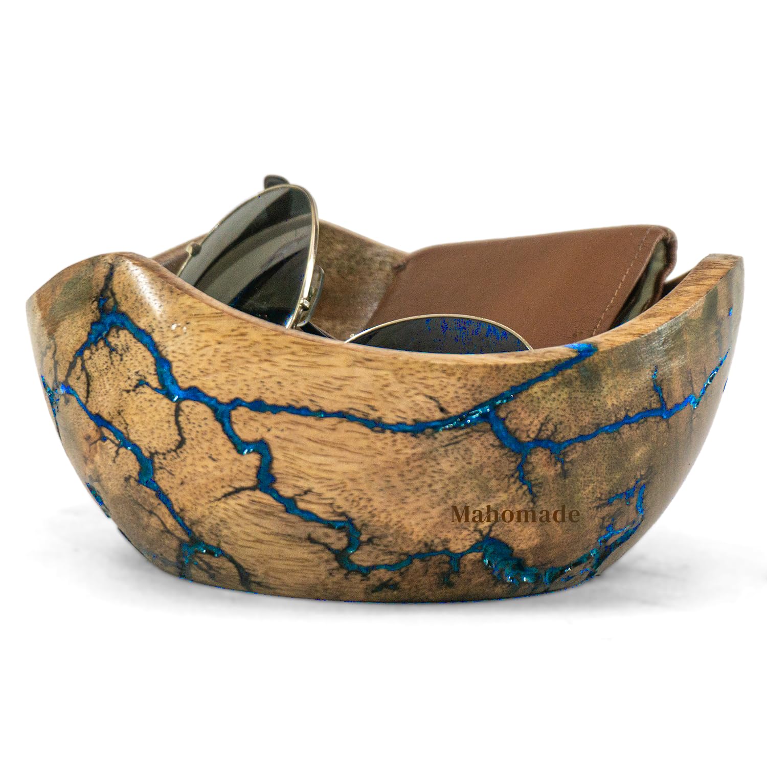 Wooden bowl for keys, wallets, jewelry, watches | Mango Wood Bowl | 7x3 Inches | Lichtenberg or "fractal" burning Bowl (Brown, Large)-image-49