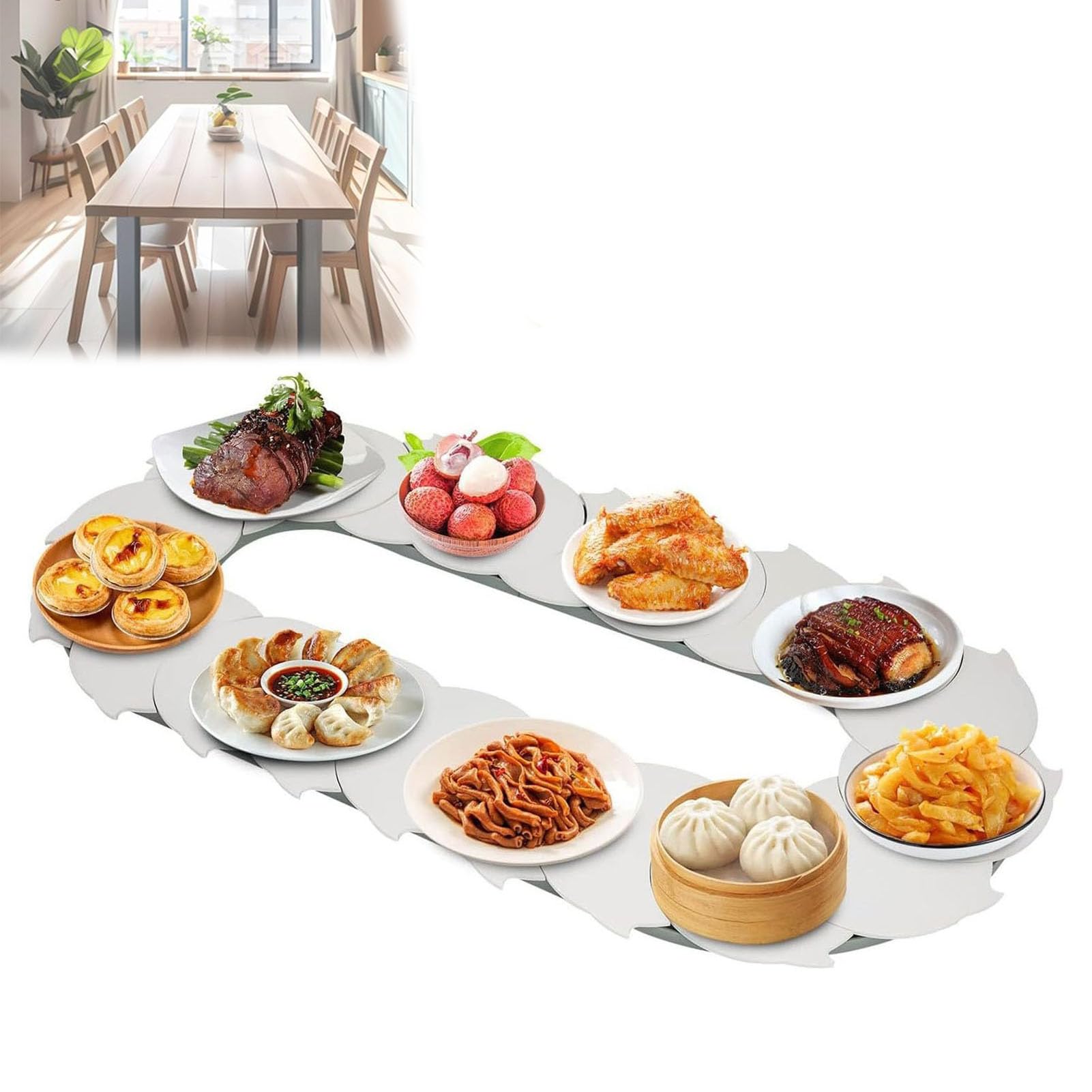 Plateau de service pivotant 360° réglable pour repas en famille