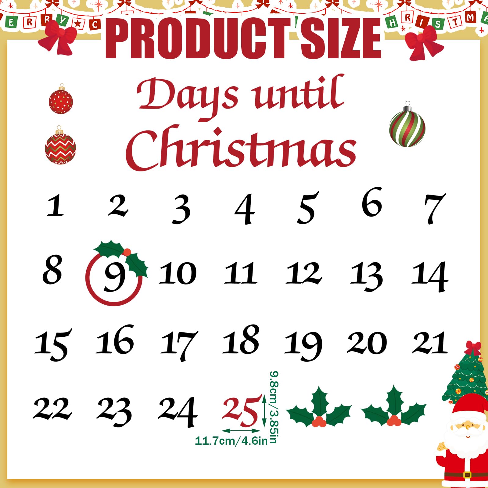Mooliwe Christmas Garage Door Calendar Magnetic Christmas Advent Calendar Garage Decoration Christmas Countdown Decoration Tree Ball for Home Garage Door Car Merry Christmas sign, 50 Pieces Magnets