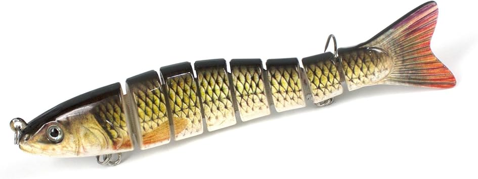 8 Segment Swimbait Lures Fishing Lures Hard Bait Minnow VIB Lure with Treble Hook Life-Like Swimbait Fishing Bait 3D Eyes Popper Crankbait Vibe Sinking Lure for Bass Trout Walleye