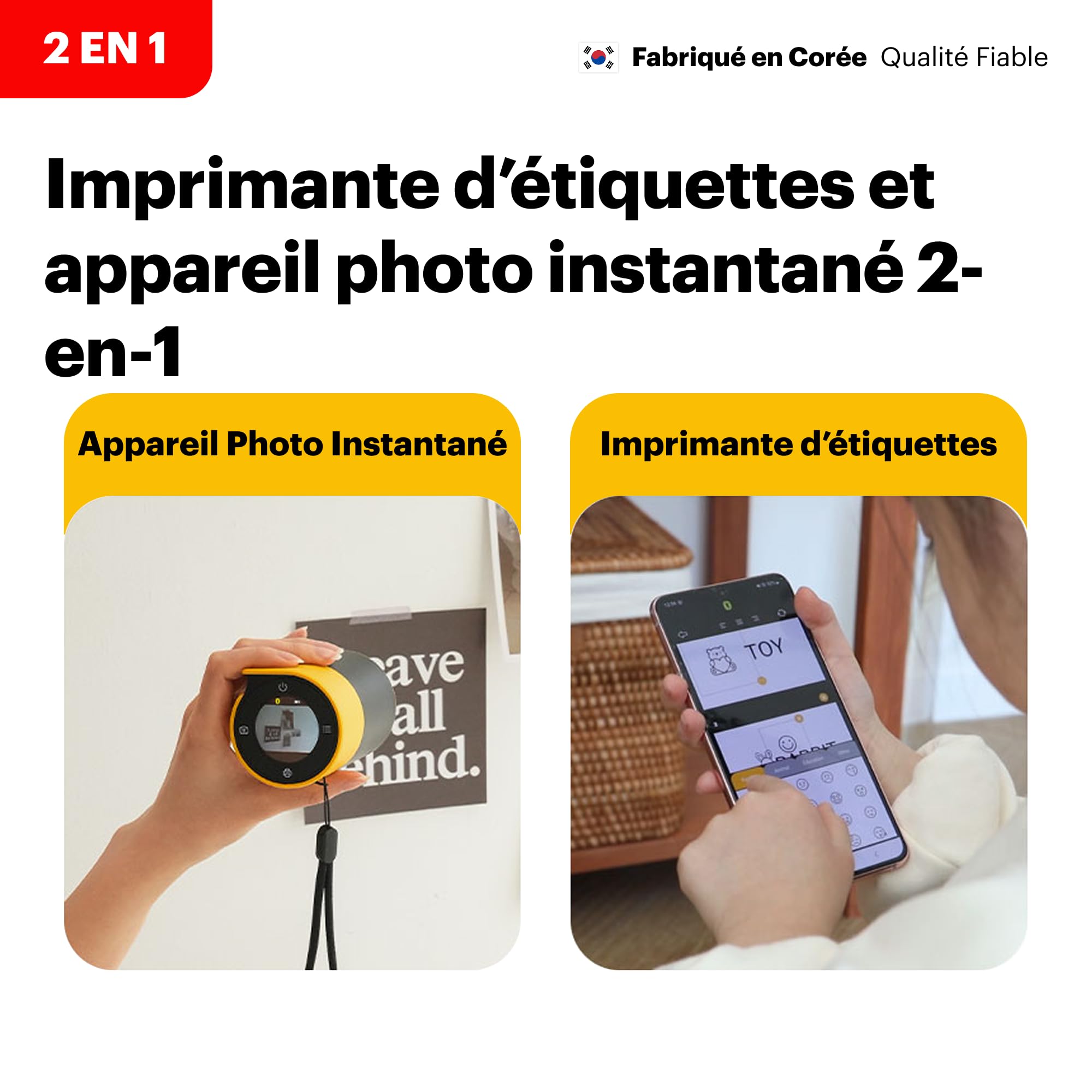 Kodak Memo Shot Era Cadeau Noel - Appareil Photo numérique instantané & Imprimante Photo, Jaune (Appareil Photo avec 1 Rouleau de Rouleau de Papier Photo One-Touch + 9 Rouleaux de Papier Photo Set)